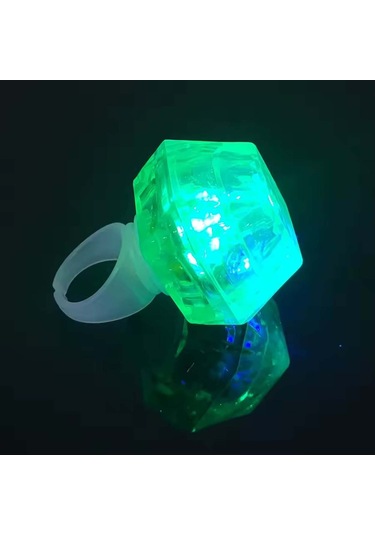 Kristal Tasarımlı Led Glow Işıklı 3 Modlu Yeşil Yüzük 3.5 X 5 Cm Çok Renkli