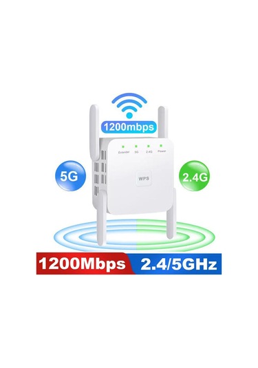 Lemestar Beyaz Ac1200m 5g/2.4g Çift Frekanslı Wifi Sinyal Genişletici Ve Güçlendirici - Abd Standartı