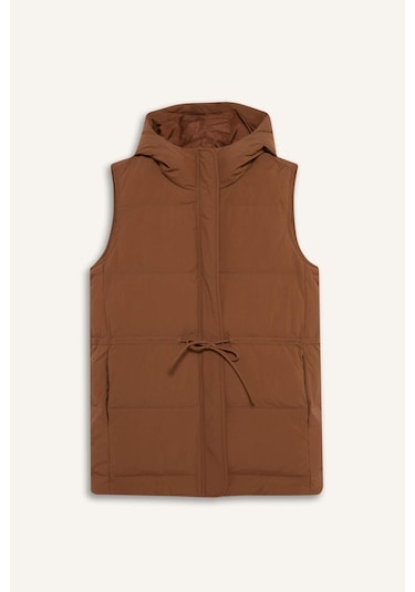 Defacto Regular Fit Kapüşonlu Fermuarlı Beli Lastikli Şişme Yelek E8592ax25aubn561 Kahve