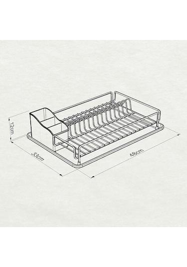 Teknotel Tek Katlı Tabaklık Bulaşıklık Mat Siyah Kb006 Siyah