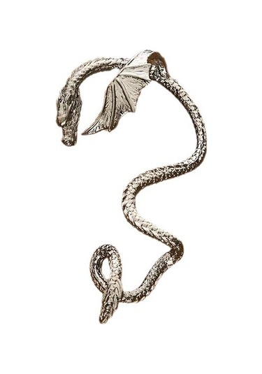 Retro Tarzı Sarmal Ejderha Küpeler, Moda Punk Gotik Parti Küpeleri, Antika Gümüş.