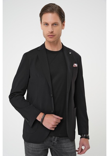 Regular Kalıp Mono Yaka Torba Cep Casual Siyah Ceket C 709 Siyah