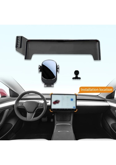 Honeybeeshop Tesla Model 3 2017 2022 Araç Telefon Tutucu Ekran Tabanlı Sabit Anti Sarsıntı Navigasyon Braketi