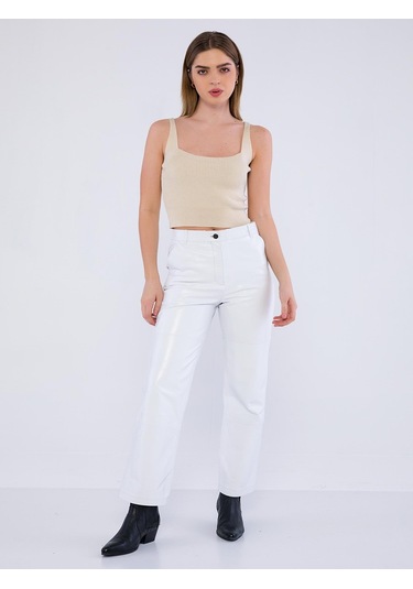 Basics&more Kadın Hakiki Deri Pantolon P03 001