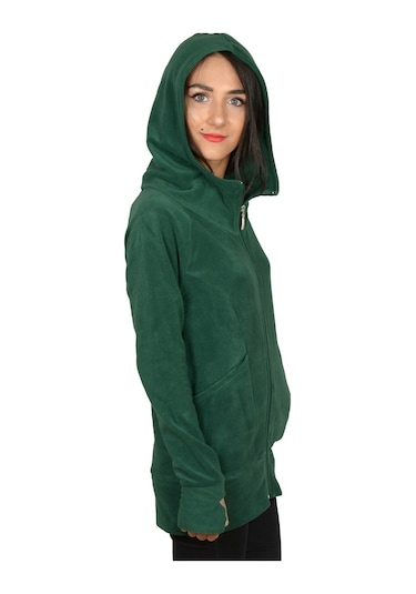 Kadın Eldivenli Polar Bayan Sweatshirt - Yeşil Yeşil