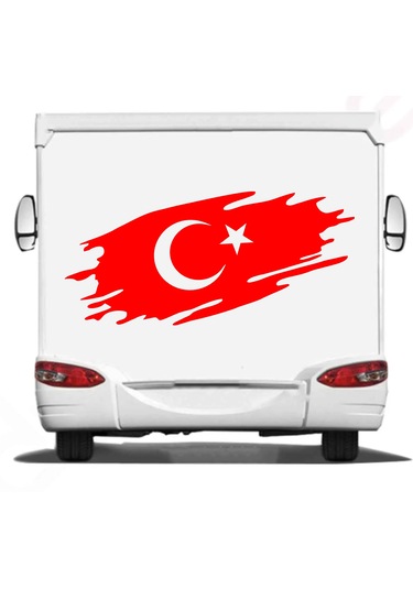 Yırtıklı Tırtıklı Türk Bayrağı, Ayyıldız, Araba Oto Motosiklet Karavan Sticker 02516 10X4 Cm