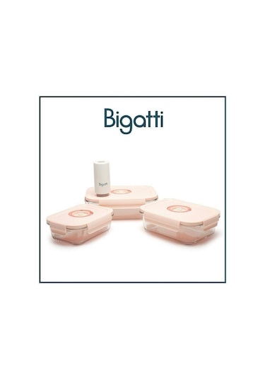 Bigatti Senna 04p0 4'lü Vakumlu Saklama Kabı Seti Pembe