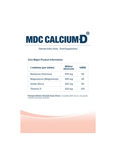 Mdc Calcium-D Takviye Edici Gıda 30 Tablet