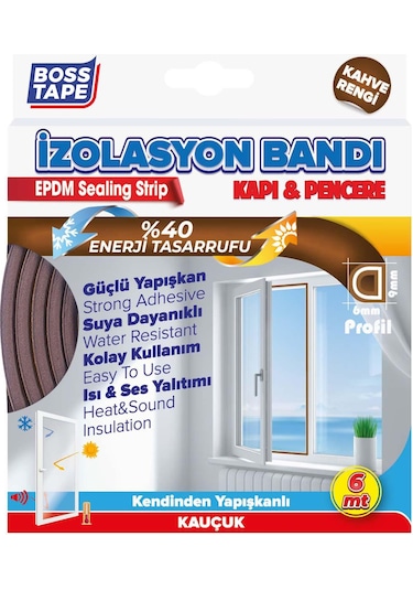 Boss Kapı Pencere Izolasyon Fitili - Bandı Kahverengi