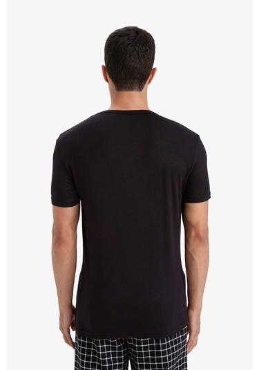 Defacto Premium Slim Fit Dar Kesim Bisiklet Yaka Kısa Kollu Modal Üst Z8085az25aubk81 Siyah-bk81