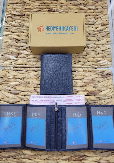 Hky Lüks Erkek Deri İsme Özel Memur Cüzdanı Lacivert
