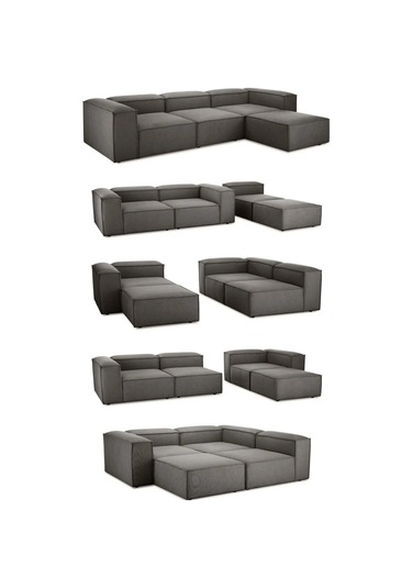 Mira Relax 4 Modül Köşe Koltuk Antrasit Keten Kumaş Antrasit