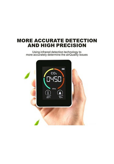 Hangfox Beyaz Taşınabilir Co2 Tespit Cihazı - Hava Kalitesi Analizörü 400-5000ppm Lcd Ekranlı Dijital Göstergeli