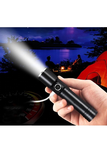 F-90 Aluminyum Kaplama Mıknatıslı Şarjlı El Feneri - 9011725524246ynt Çok Renkli