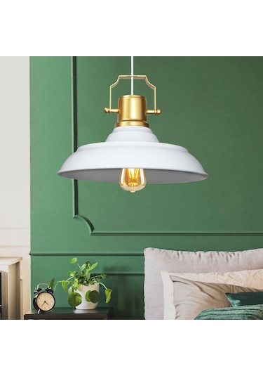 Homing Retro Gold Üst Detaylı Beyaz Metal Sarkıt Ayd-3642 Beyaz