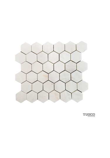 Tuqco Doğal Taş 2 Altıgen Dolomit Cilalı Mermer Mozaik