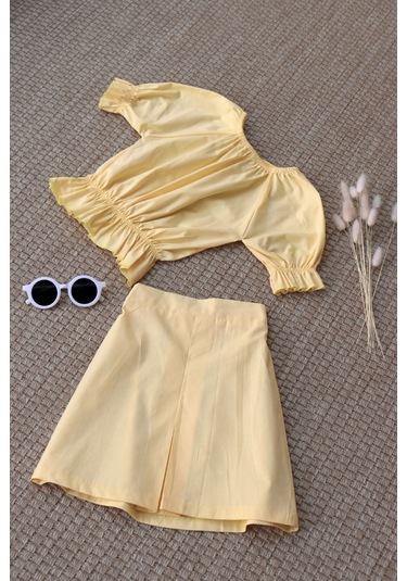 Parla Kids Kız Çocuk Alina Madonna Sarı Etek Bluz Takım Sarı