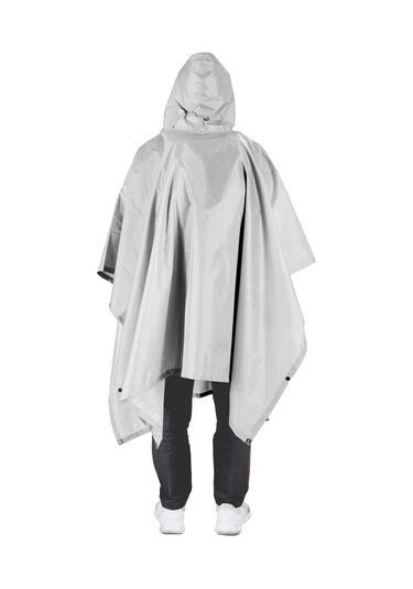 Tomshoo Kapşonlu Yağmur Panço Cep Hafif Su Geçirmez Gri