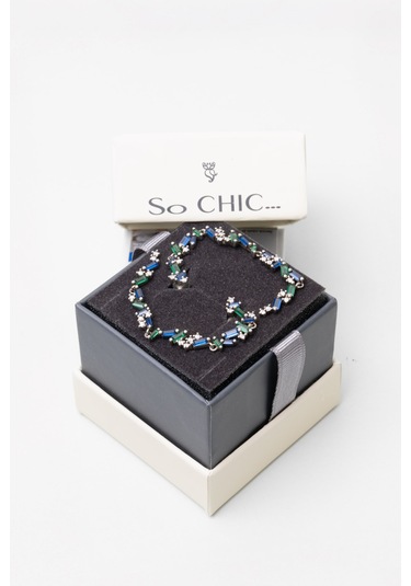 Görkemli Mavi Taşlı 18 Ayar Beyaz Altın Kaplama Gümüş Küpe Rodyum Kaplama