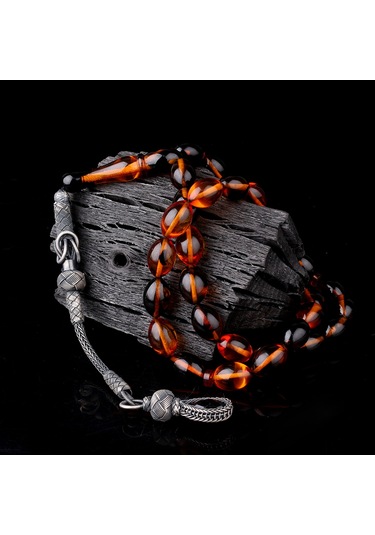 1000 Ayar Gümüş Püsküllü Arpa Kesim Karışık Renk Ateş Kehribar Te