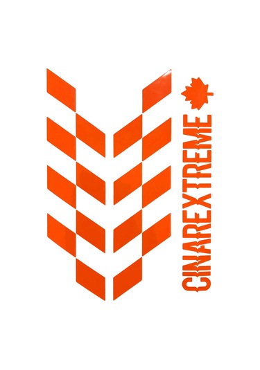 Alev Turuncusu Damalı Kask Motosiklet Sticker Takımı Çınar Extreme