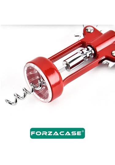 Paslanmaz Çelik Kanatlı Tirbuşon Mantar Kapak Şişe Açacağı -fc717 Kırmızı