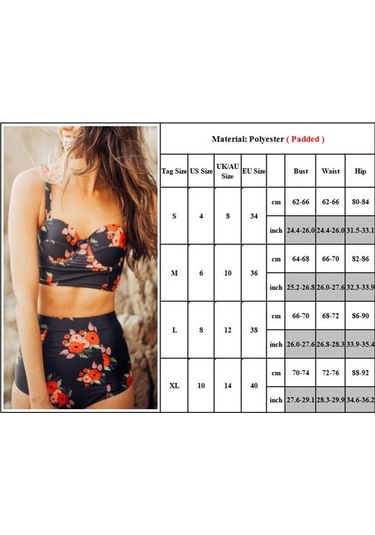 Geeroyoo Kadınlar İçin Floral Desenli High Waist Bikini Seti - Push Up & Dolgulu Spagetti Askılı Deniz Giysisi Diğer