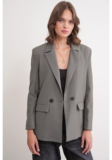 4516 Kadın Bezayağı Blazer Ceket Haki Haki