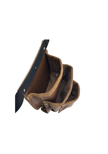 Hakiki Deri Kroko Cepli Tekniker Çivi Önlüğü Bel Çantası Taba