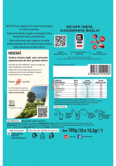Nescafe Ice Original Çözünebilir Kahve 10,5g 10'lu Paket 10x6 Hazır