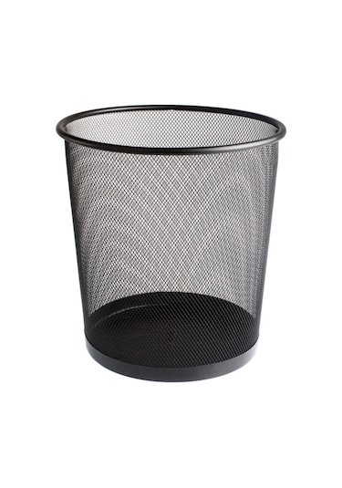 Metal Perfore Çöp Kovası, Büyük Boy, Siyah, 12 Litre, Paslanmaz Metal
