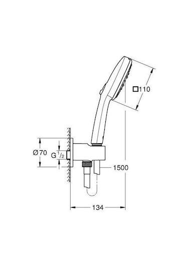 Grohe Tempesta Cube 110 El Duşu Seti 3 Fonksiyonlu Rain, Jet, Massage - 26910003 Gümüş
