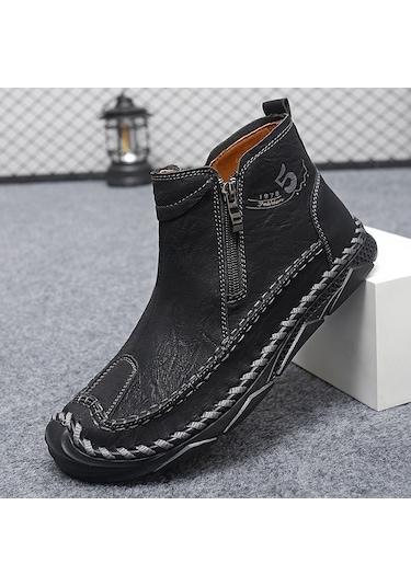 Modaya Uygun Gündelik Yüksek Bilekli Hakiki Deri Erkek Bilek Botları Kahverengi