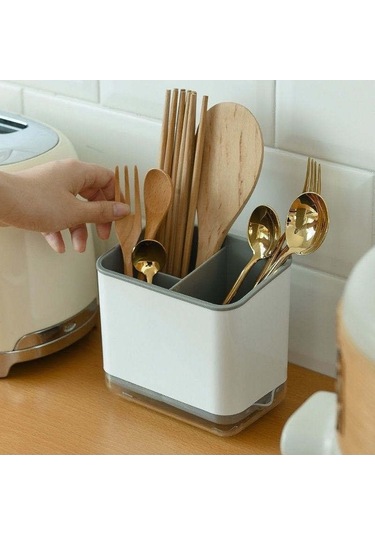 Pazly Çift Katmanlı Ayrılabilir Kafes Çatal Kaşık Depolama Tutucu Drenaj Raf Mutfak Organizatör Siyah Siyah