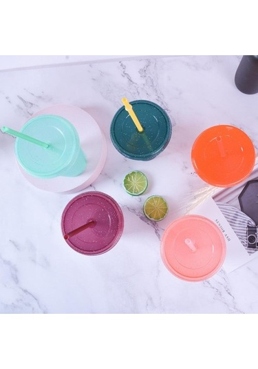 500 Su Şişesi Büyük Kapasiteli Saman Içme Bardağı Geniş Ağızlı Kapak Plastik Glitter Toz Glitter Su Şişesi Öğrenciler Için Rdp8xp Diğer