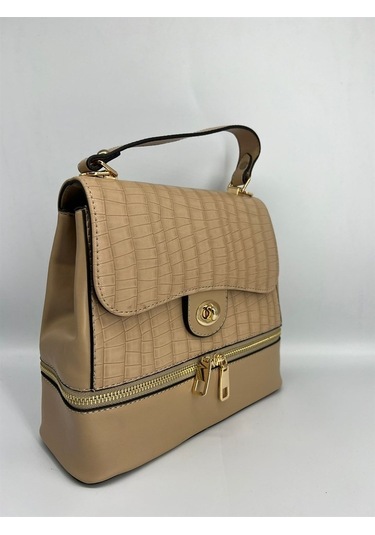 Sentt Damarlı Alttan Fermuarlı Düğmeli Çanta Sarı