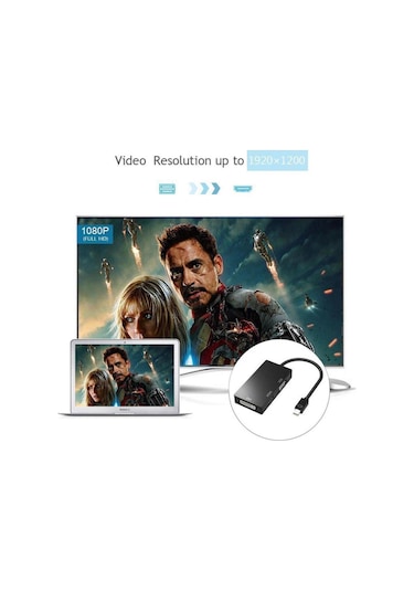 Mini Displayport To Hdmi Dvi Vga Kablo Çevirici Dönüştürücü Thunderbolt