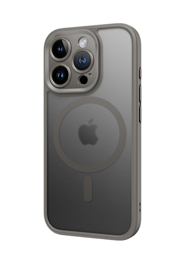 Rock Apple Uyumlu iPhone 16 Pro Max Anti-drop Lens Korumalı Magsafe Kılıf Gri