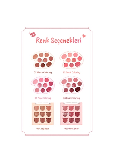 Dasique 9 Renkli Ruj & Allık Paleti Mood Painting Lip & Cheek Palette 01 Warm Coloring 01 Warm Coloring