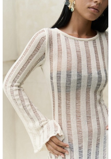 Railay Bej Uzun Triko Elbise Bej