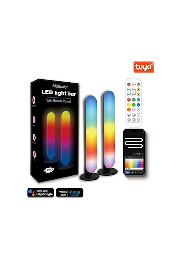 Reedark Rgb Müzik Rhythm Akıllı Led Işık, Bluetooth/wi-fi Kontrol, Oyun & Ev Dekoru, 2'li Paket 2.4g Renkli