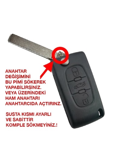 Peugeot 307,407 Citroen C4,c5 Anahtar Kumanda Kabı Pil Yuvasız