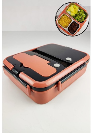 Digithome Bölmeli Çelik Hazneli Yemek Taşıma Ve Saklama Kabı İş Ofis Okul İçin 25 Cm Turuncu - Yk1392 C320.025