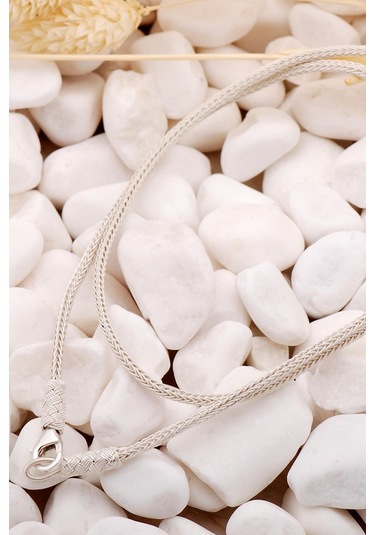 Kazaziye Işlemeli 50 Cm Gümüş Zincir Kolye 7391 524956012