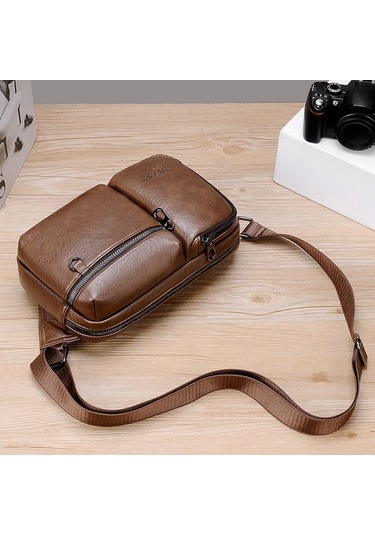 Sones Weıxıer D401 Erkek Büyük Kapasiteli Çapraz Askılı Tek Omuz Çantası Rahat Pu Haberci Çantası Siyah