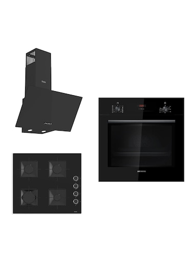 Siemens - Ferre HB012FBB1T - SS205 - D086 Siyah Ankastre Set