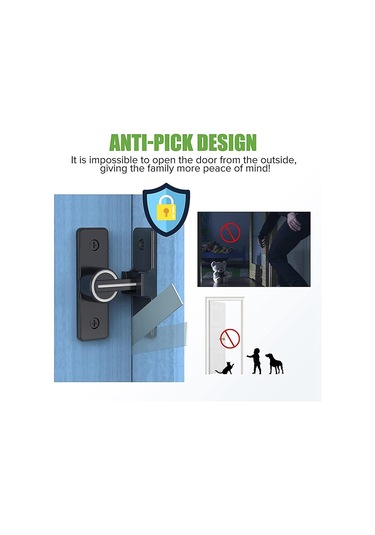 Ahır Kapısı Kilit Donanımı, 90 Derece Ağır Hizmet Tipi Kapı Mandalı, Çevirmeli Mandal, Emniyet Kapı Mandalı Kilidi 1 Paket