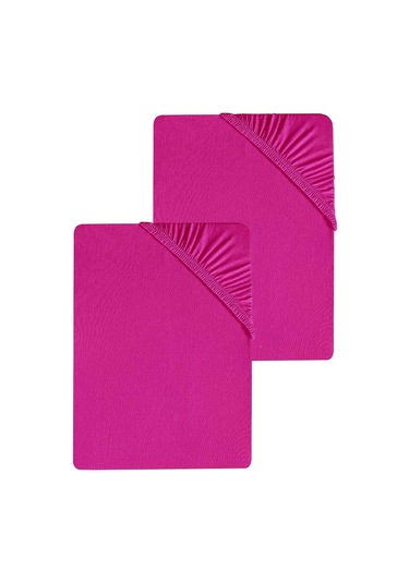 2 Adet Düz Pamuklu Tek Kişilik 80 X 200 X 30 Cm Lastikli Penye Çarşaf Fuşya