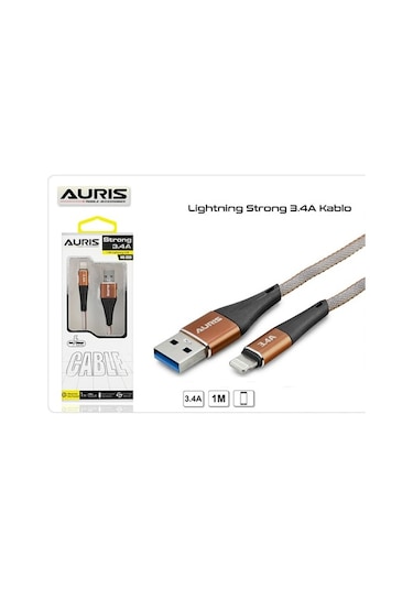 Auris 3.4 Amper İphone Uyumlu Kablo Yüksek Hızlı Şarj Kablosu Lightning