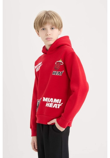 DeFacto Erkek Çocuk NBA Miami Heat Kapüşonlu Sweatshirt D8002A824WNRD70